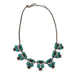 J CREW teal stones & crystal statement necklace